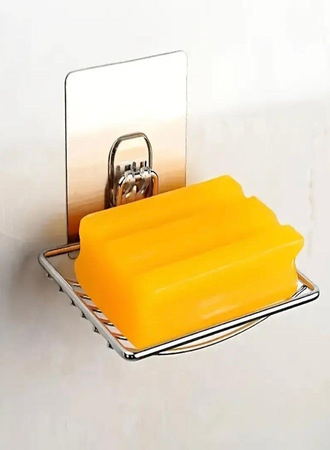 OSLEN Stainless Steel self adresive Soap Dish Holder, No Drilling, Rustproof Stainless Steel, Wall Mounted Soap Holder Soap Tray Bar Soap Sponge Holder for Bathroom (Silver- Pack of 1) - Image 5